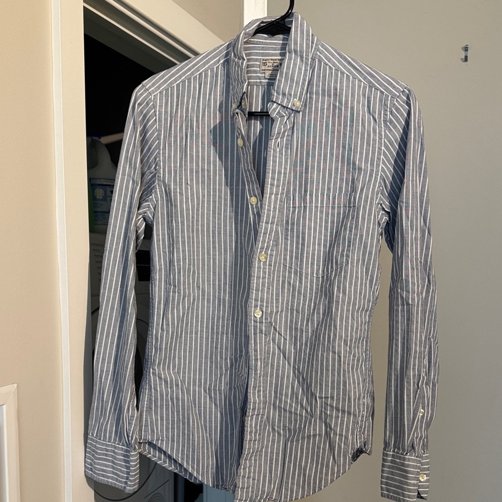 J. Crew Blue and White Striped Button-Down Shirt